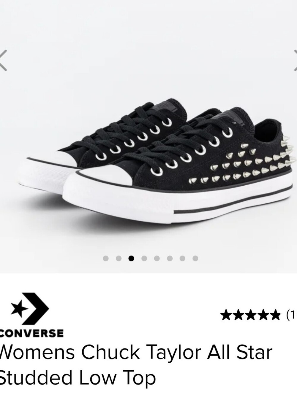 Converse Chuck Taylor All Star Low Top Silver Spike Studded Sneakers, Black